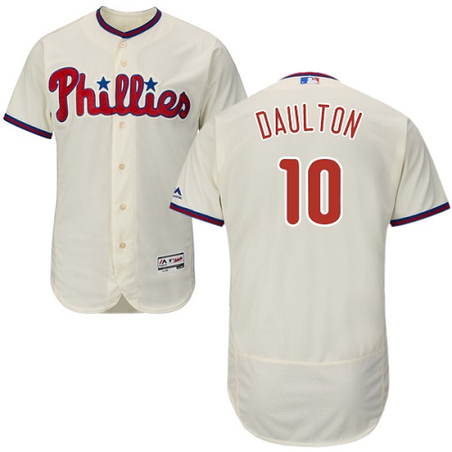 Phillies #10 Darren Daulton Cream Flexbase Authentic Collection Stitched MLB Jersey